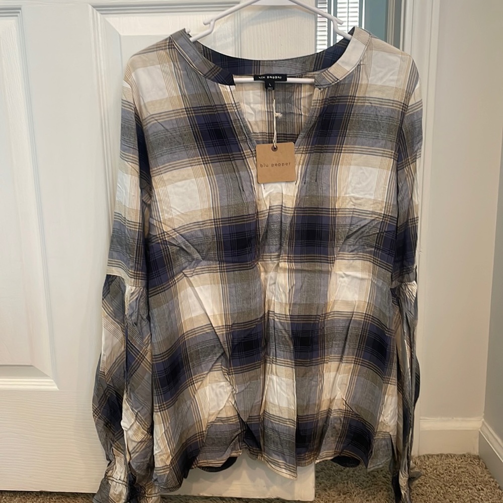 NWT Blu Pepper Boutique Plaid Top